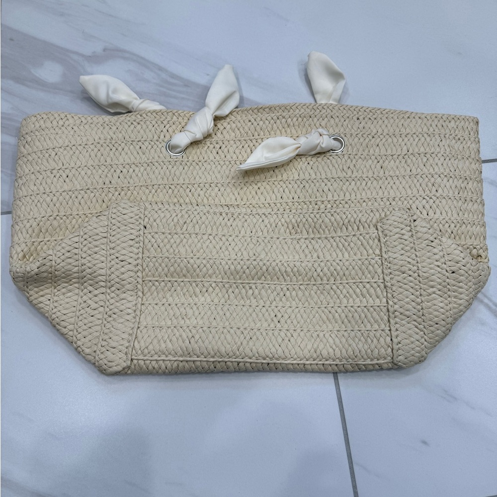 Straw Beach Tote and Clutch Set With Fabric Handle👝👜 - Picture 4 of 10